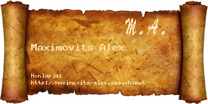 Maximovits Alex névjegykártya